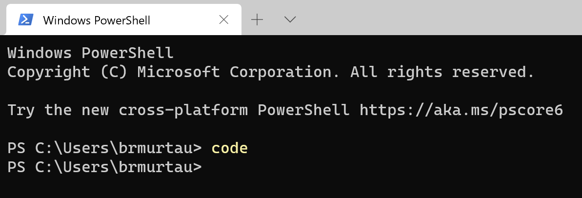 Launch VS Code from command prompt