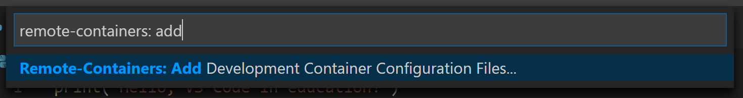 Add Development Container Configuration Files command