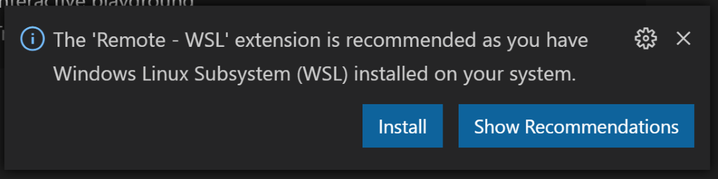 Remote - WSL extension recommended