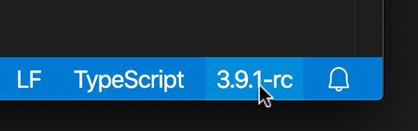 TypeScript version status bar entry