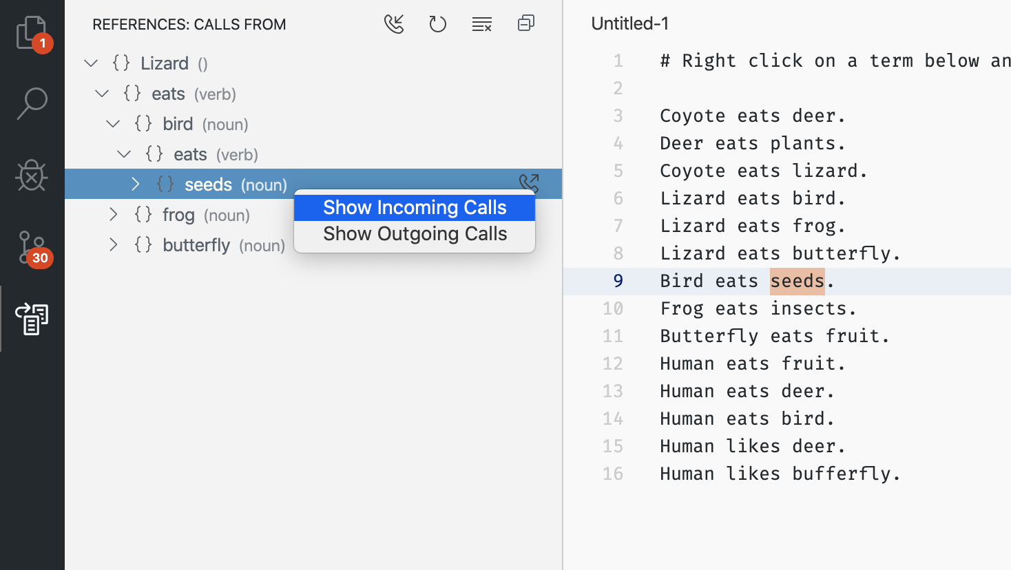 Call Hierarchy view