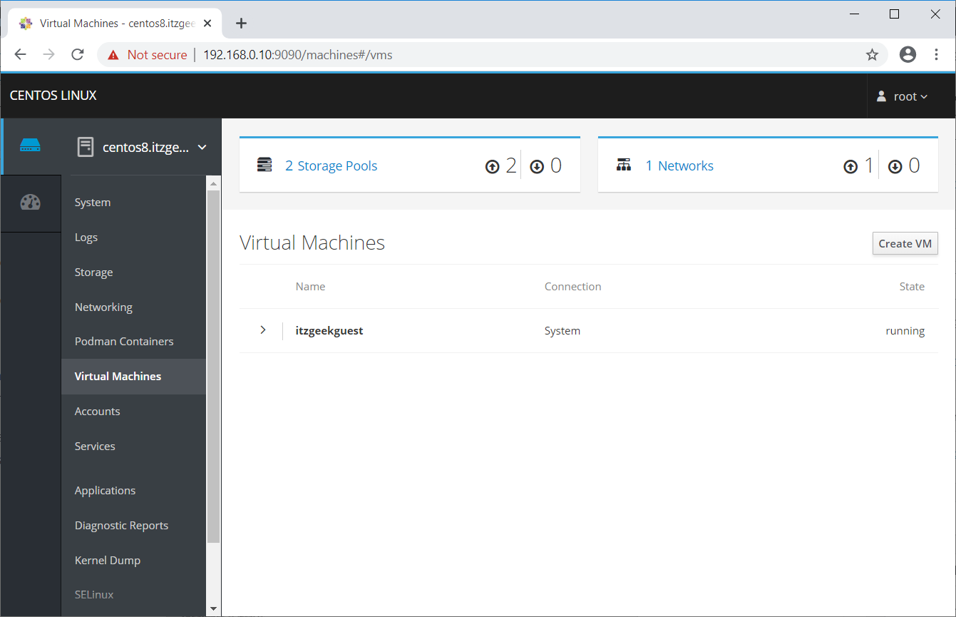 List Virtual Machines in Cockpit