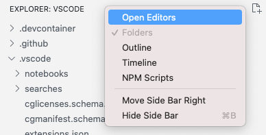 Open Editors in menu