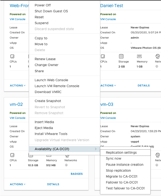 VCDA 4.0: Native Integration in VMware Cloud Director with Contextual Menu