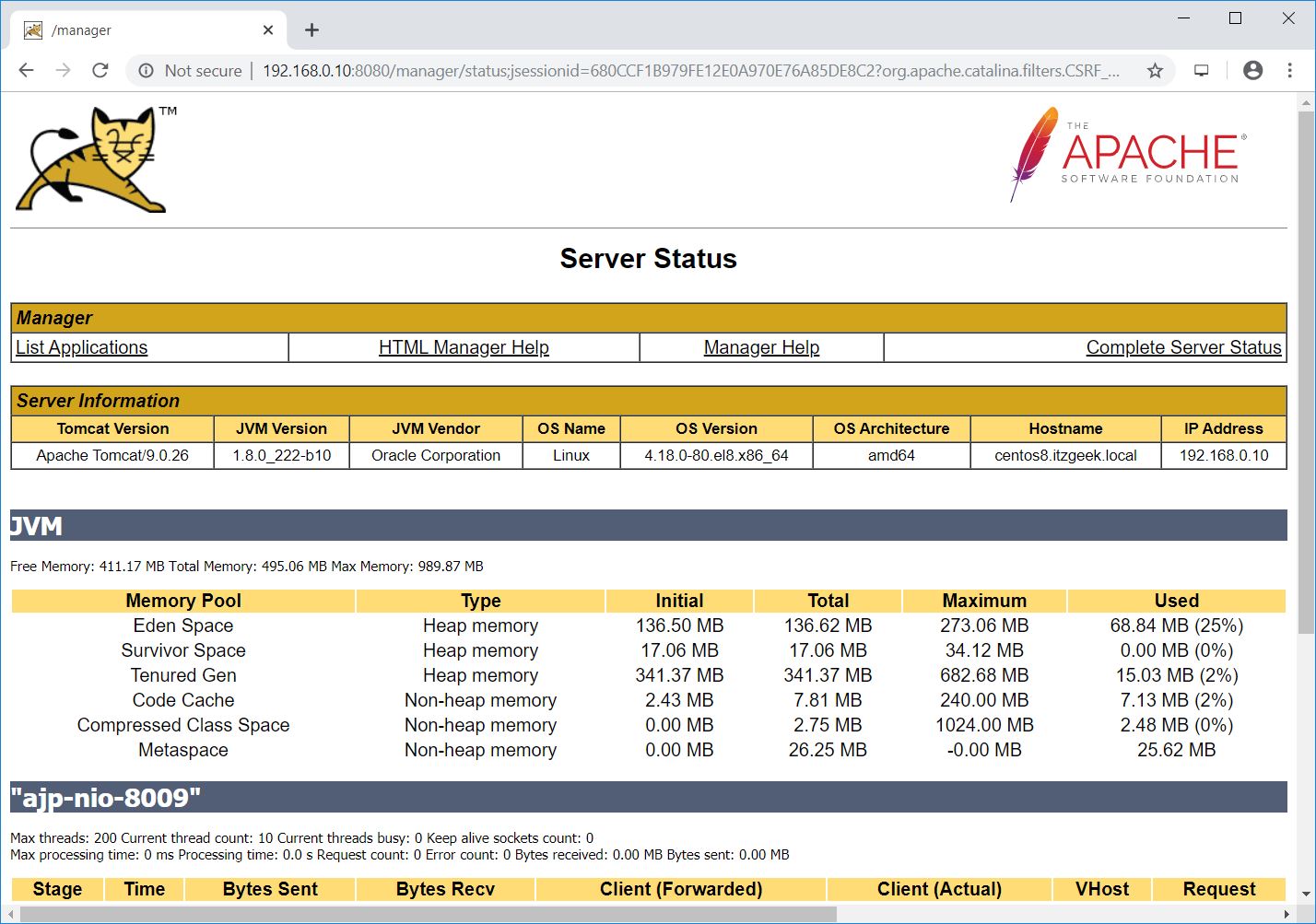 Tomcat Server Status