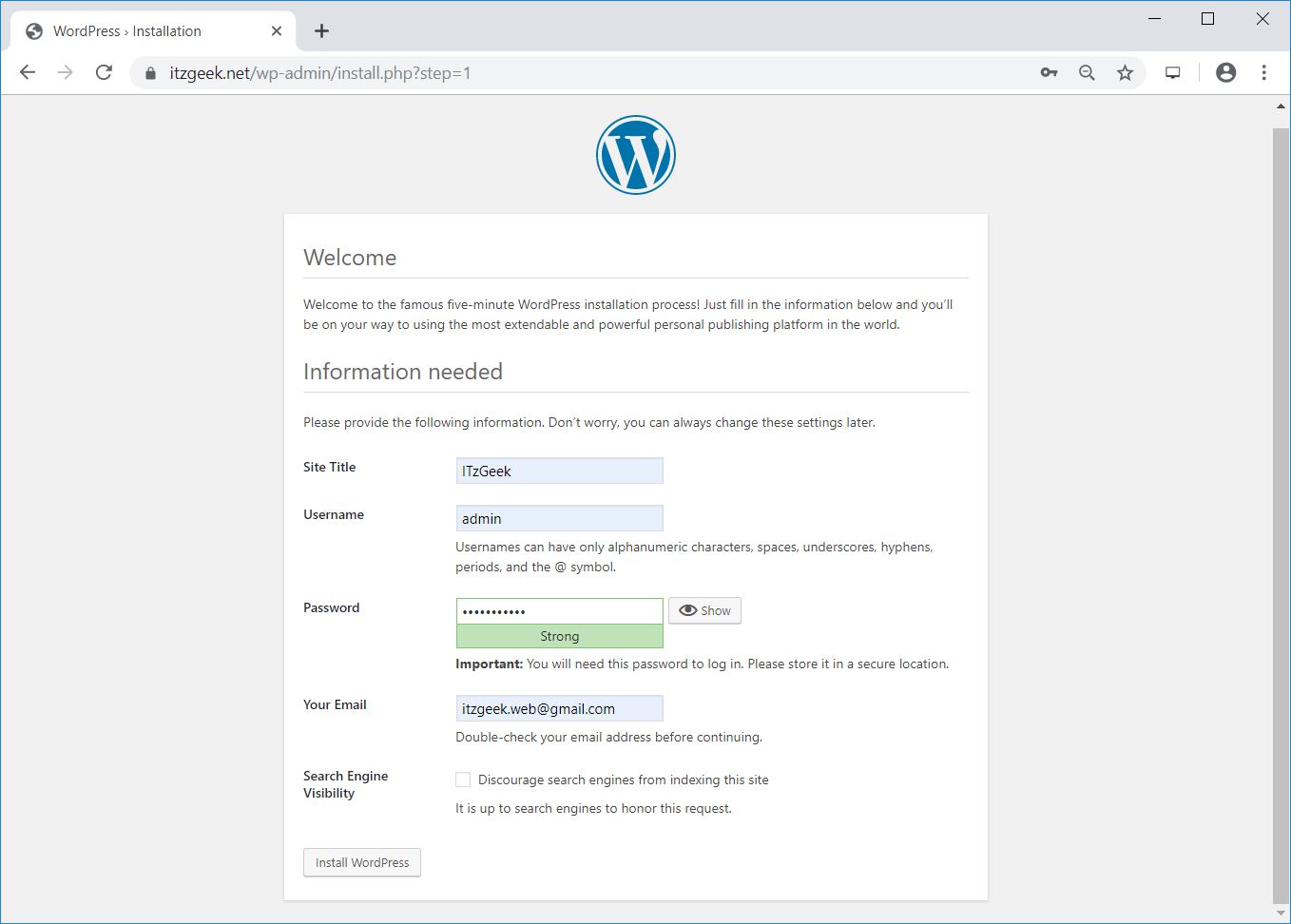Install WordPress