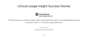 vCloud Usage Insight FNTS Success