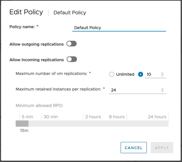 vcloud availability policy configuration