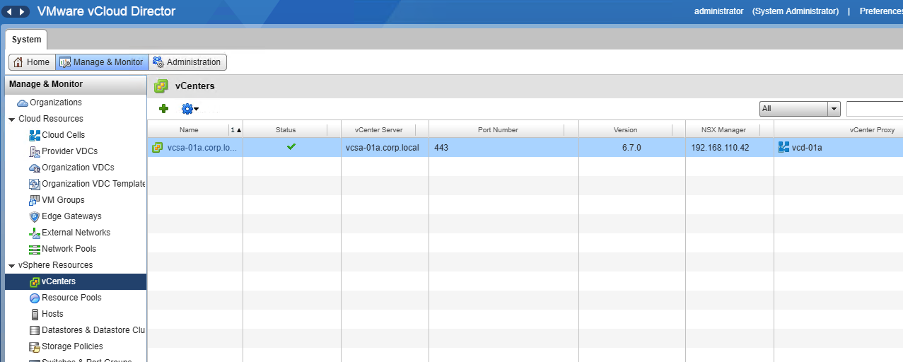 VMware vCloud Director Manage & Monitor vCenters