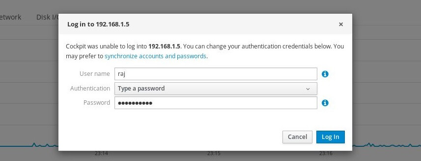 Install Cockpit on CentOS 7 - Password Authentication for remote machine