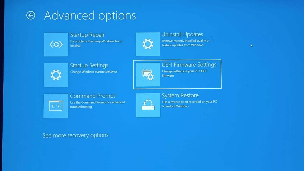 Click UEFI Firmware Settings