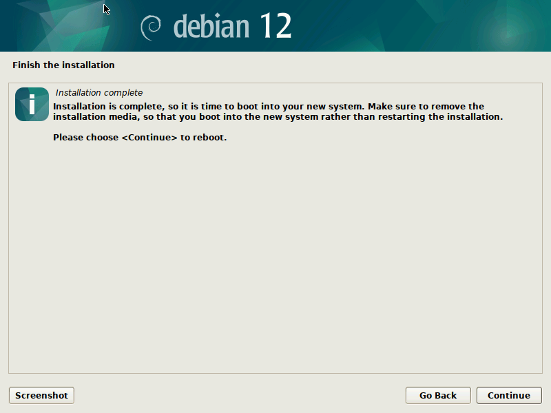 Debian 12 Bookworm Installation is Complete