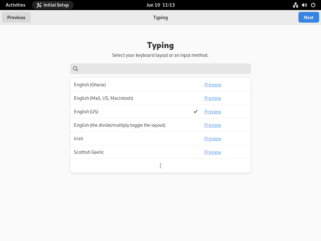 Select Keyboard Layout