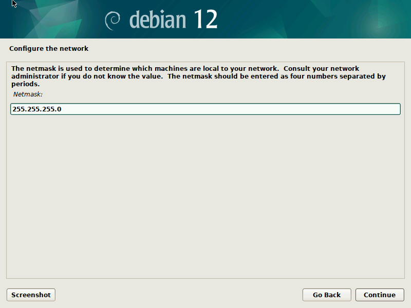 Enter Netmask