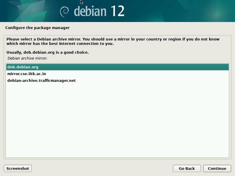 Select a Debian Archive Mirror