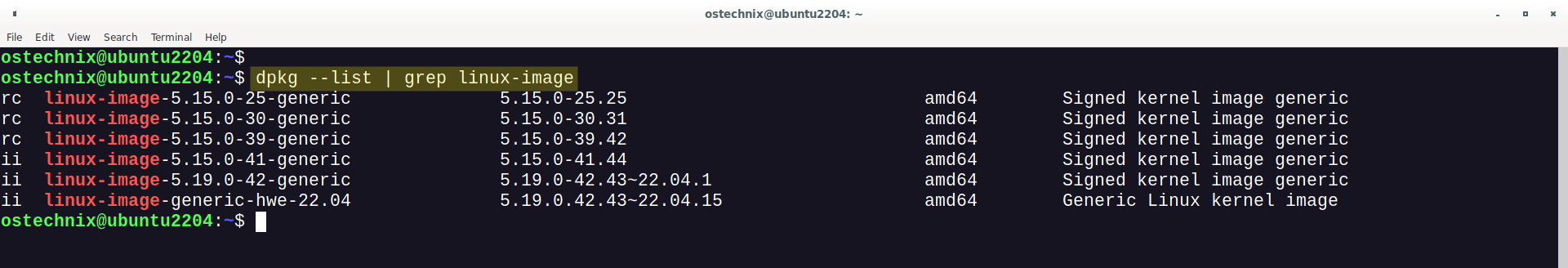 List Installed Kernels in Ubuntu Linux