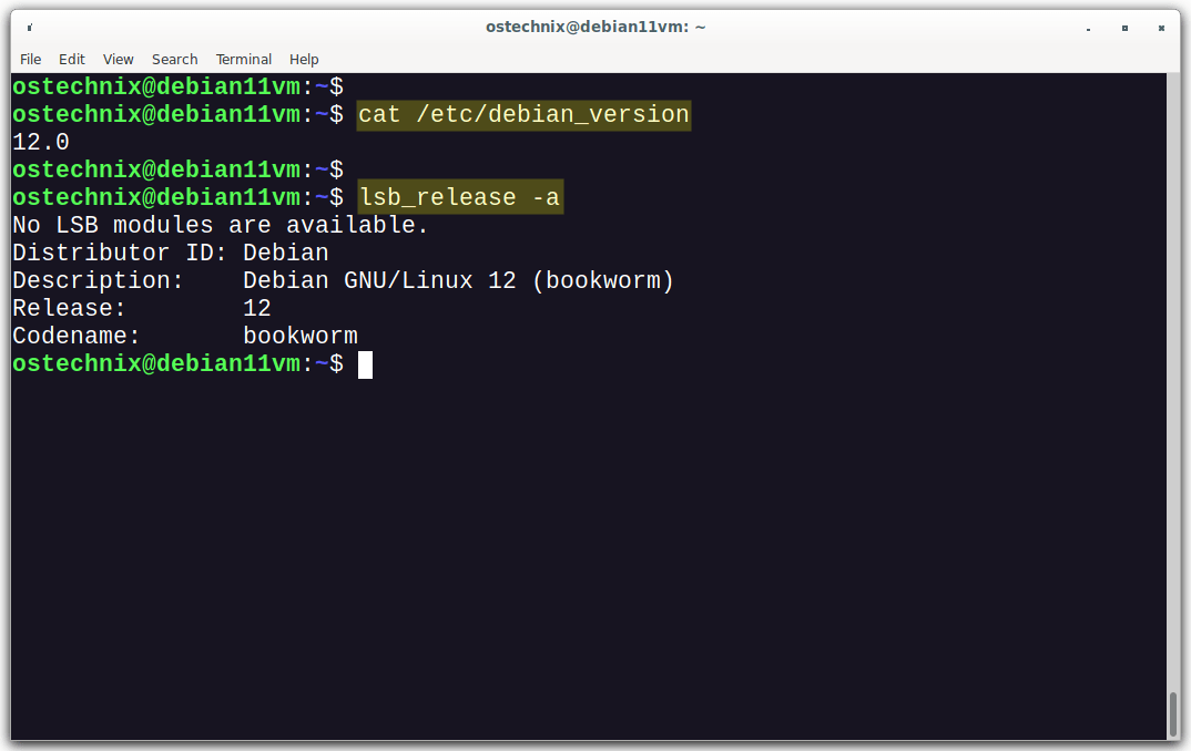 Check Debian 12 Version From Command Line