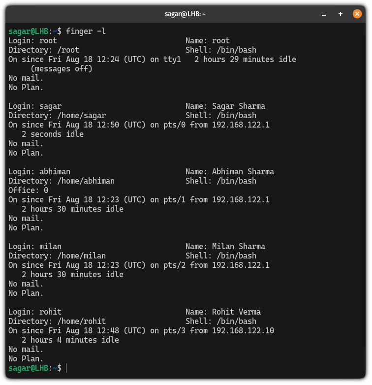 Using Finger Command in Linux - LinuxPunx