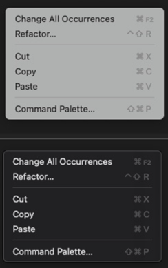 Showing both 'light' and 'dark' system theme applied to a context menu.