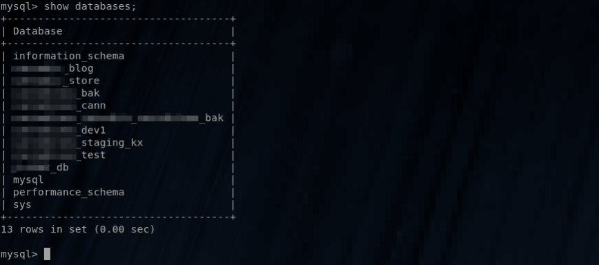 mysql show databases