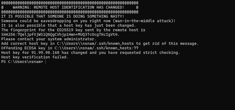 How to fix the “Warning: Remote host identification has changed” SSH error