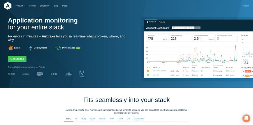 Full-stack Application Monitoring Software Airbrake Full-stack Application Monitoring Software Airbrake