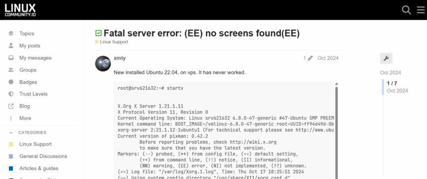 linuxcommunity.io forum support topic.