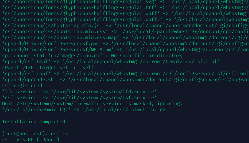 Upgrade to CSF v15 command line.
