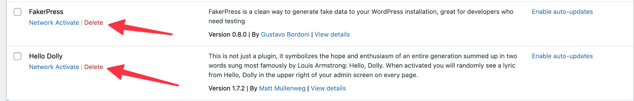 delete wordpress plugins