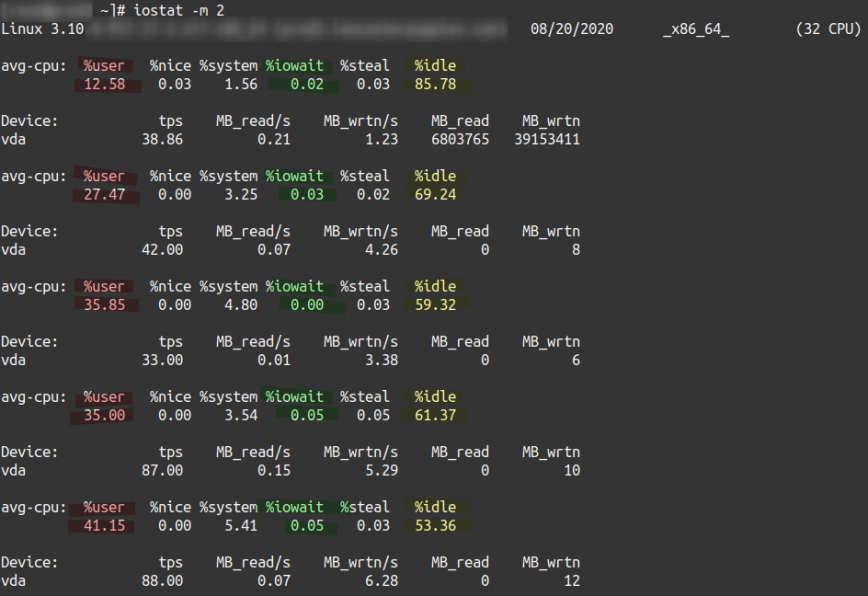 iowait example - using iostat