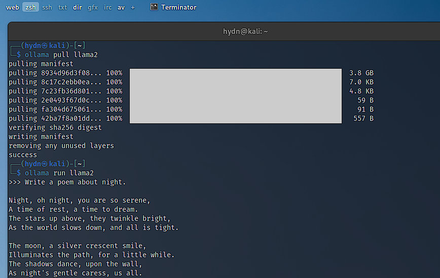 AI on Linux: ollama running llama2