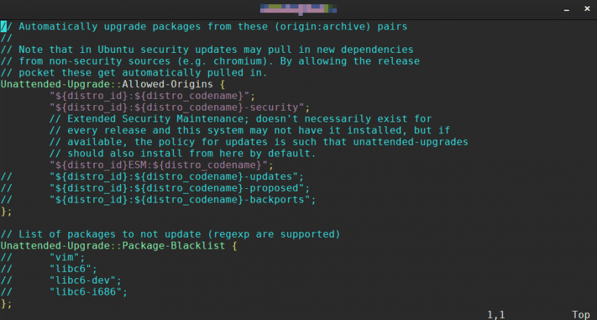 Configuring unattended-upgrades for automated Linux updates.