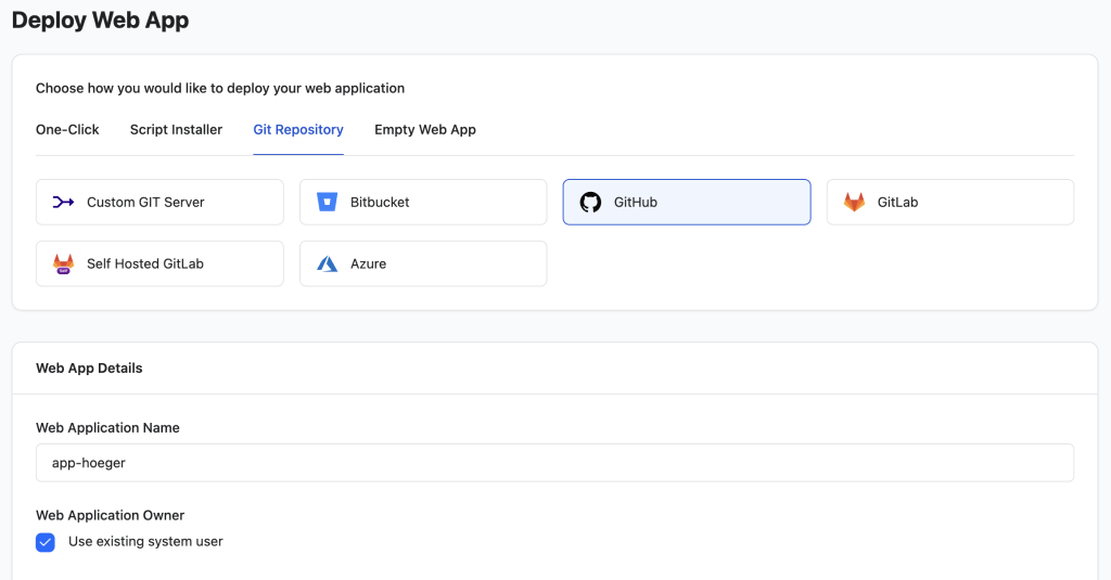 Deploying application via RunCloud Dashboard