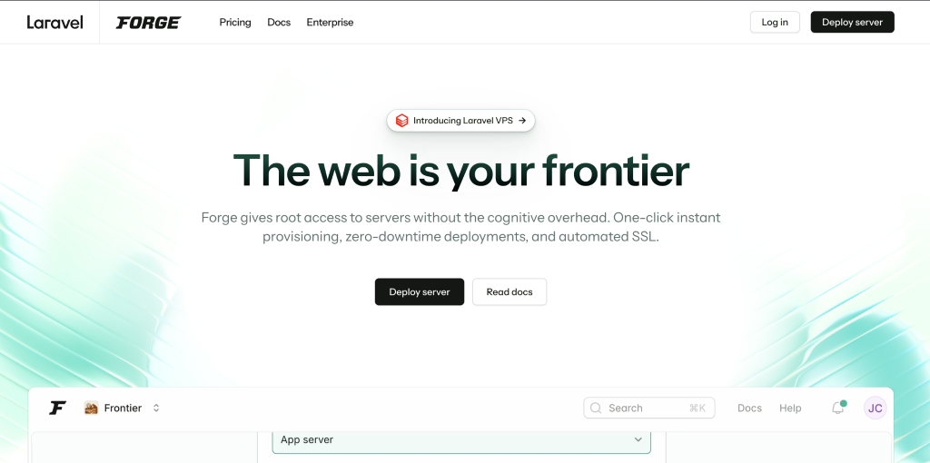 Laravel Forge website homepage