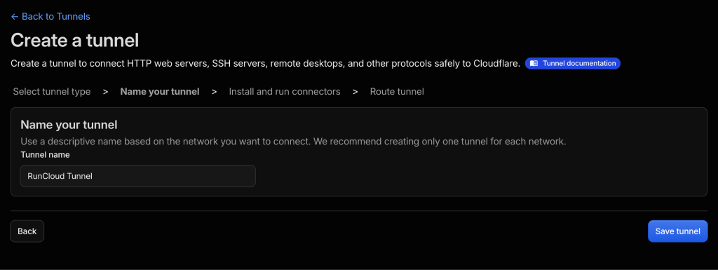 creating a cloudflare tunnel