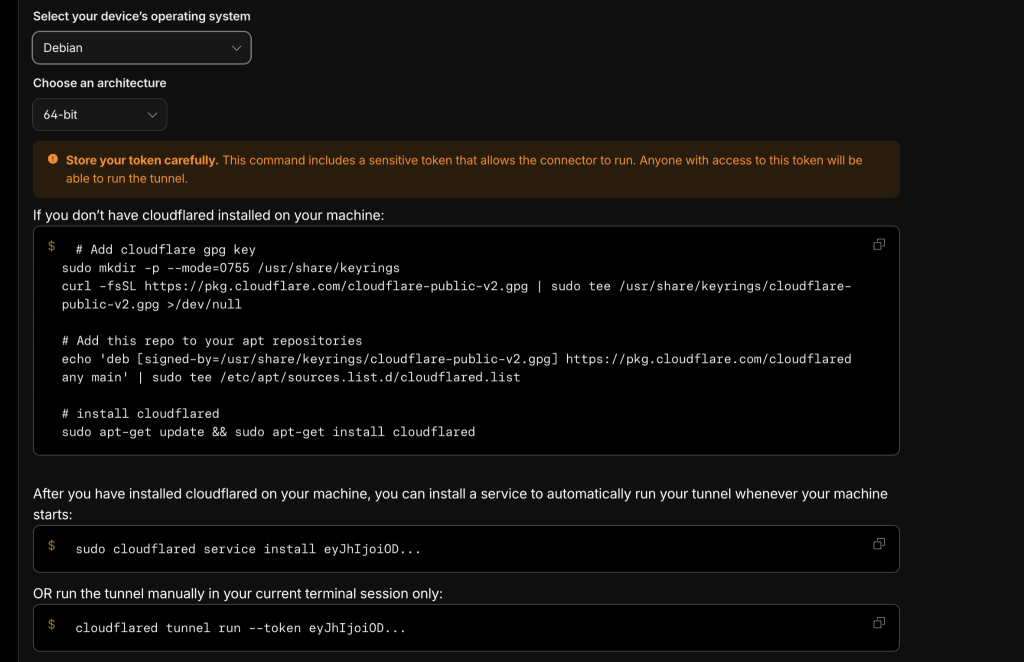 Cloudflare tunnel installation commands